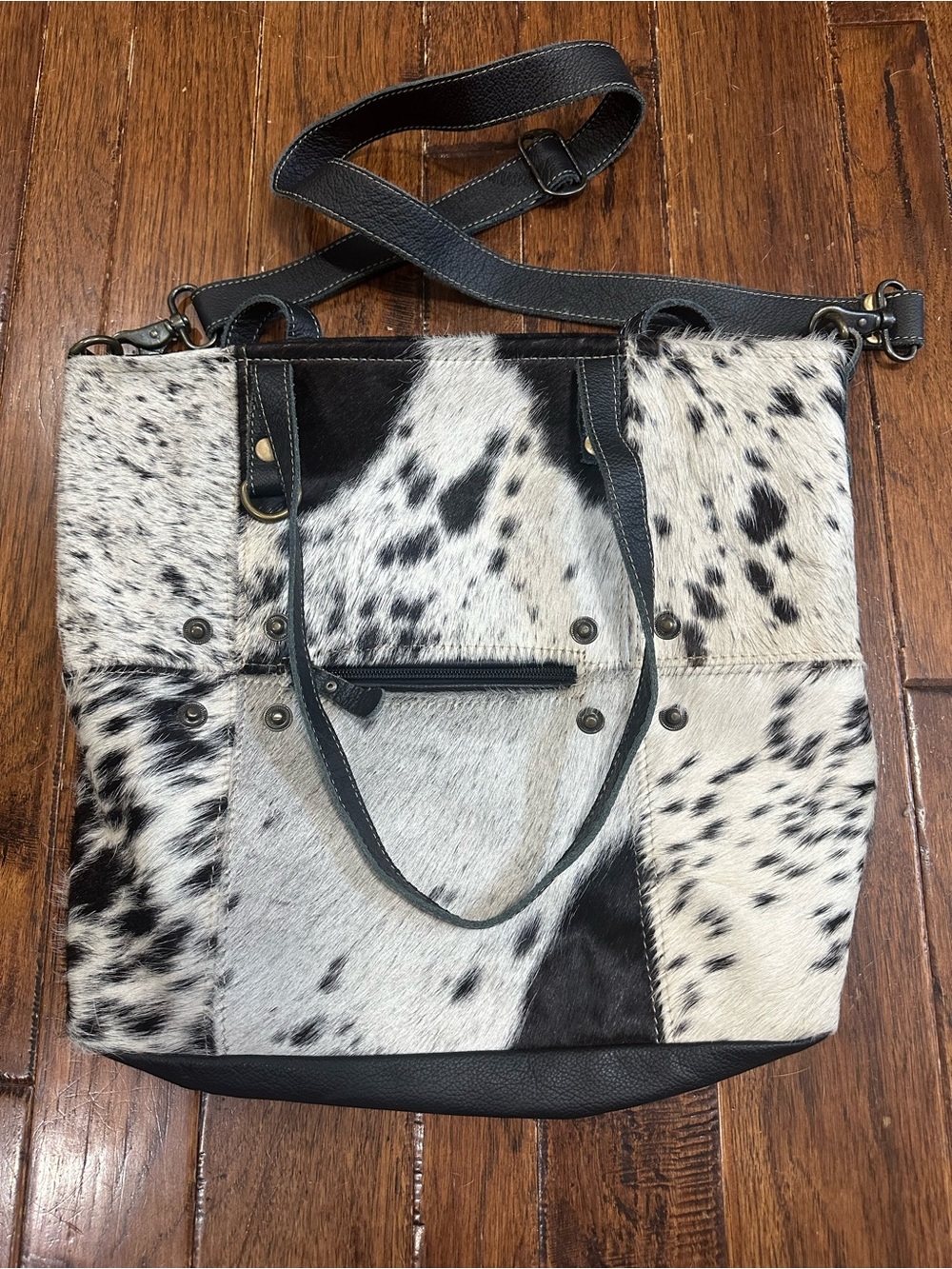 🐄 The Myra Bag Black & White Shade Cowhide Tote Bag
